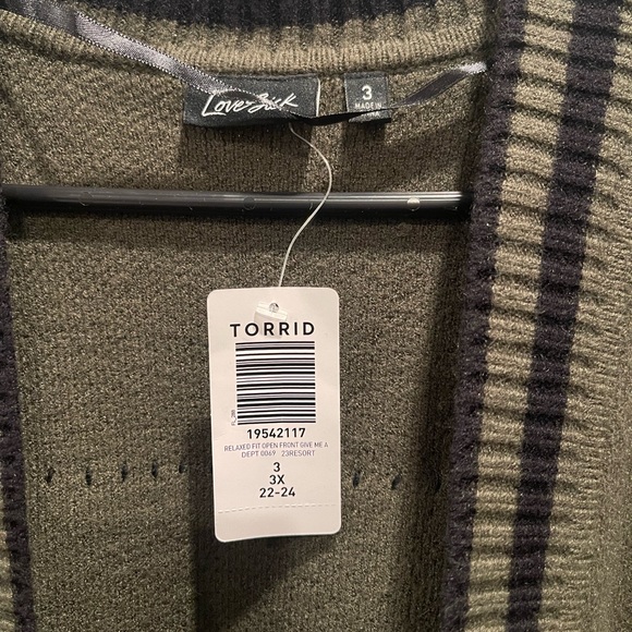 Torrid Lovesick Open Front Relaxed Fit Sweater Cardigan with Graphics on Back. - Picture 7 of 7